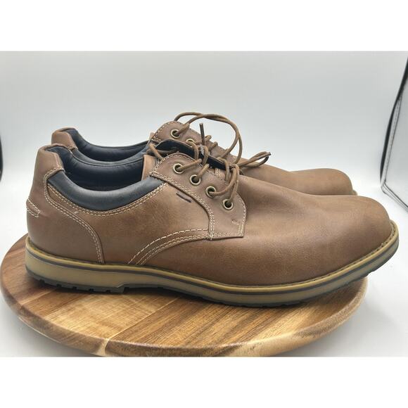 Izod Shoes Mens Size 13 Brown Oxford Lace Up Memory Foam Casual Dress Comfort - Picture 1 of 8